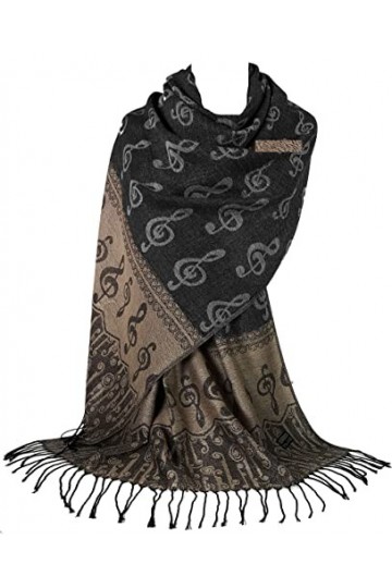 GFM Écharpe ou pashmina imprimé notes de musique – Taille L ou M – Doux, MUP2-BH, L