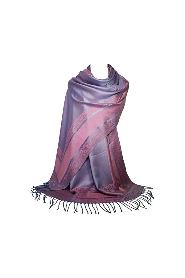 GFM® Écharpe style pashmina avec motif floral ou cachemire FRL2 , S1-dglb-vieux rose, L