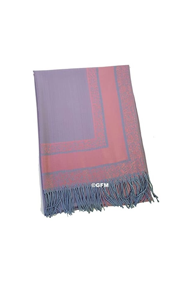 GFM® Écharpe style pashmina avec motif floral ou cachemire FRL2 , S1-dglb-vieux rose, L