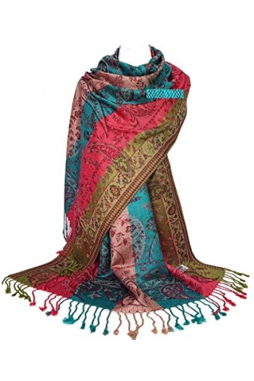 GFM® MSC-B Écharpe style pashmina à motif floral cachemire mosaïque, Msc2-c15