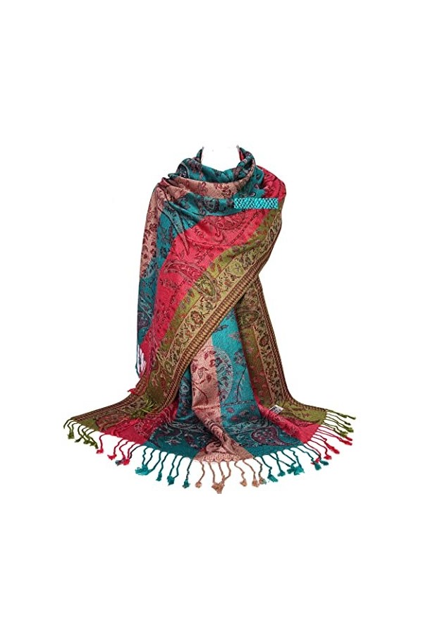 GFM® MSC-B Écharpe style pashmina à motif floral cachemire mosaïque, Msc2-c15