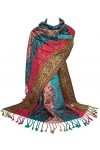 GFM® MSC-B Écharpe style pashmina à motif floral cachemire mosaïque, Msc2-c15