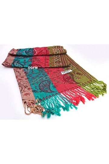 GFM® MSC-B Écharpe style pashmina à motif floral cachemire mosaïque, Msc2-c15