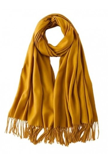 GFM® Écharpe de style pashmina pour femme au toucher cachemire pour lautomne et lhiver, S1-mtd-moutarde - PAW-30 1601-S1-