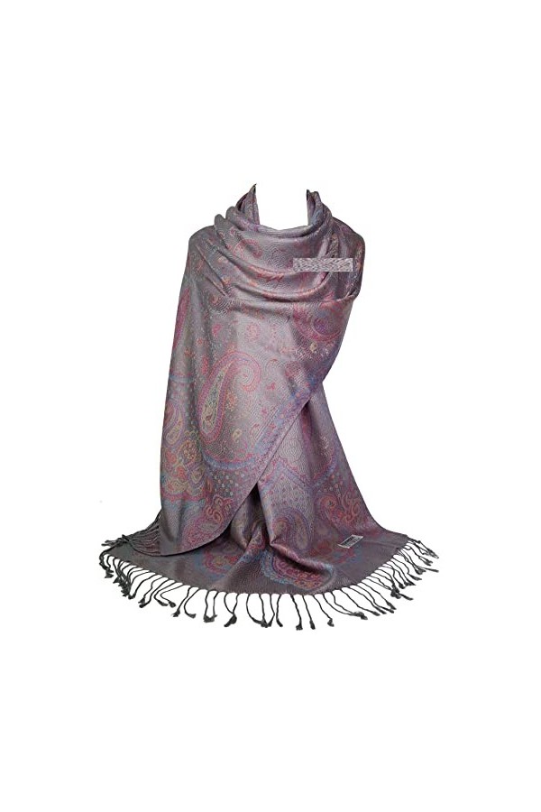 GFM® MSC-B Écharpe style pashmina à motif floral cachemire mosaïque, Msc3-c02 