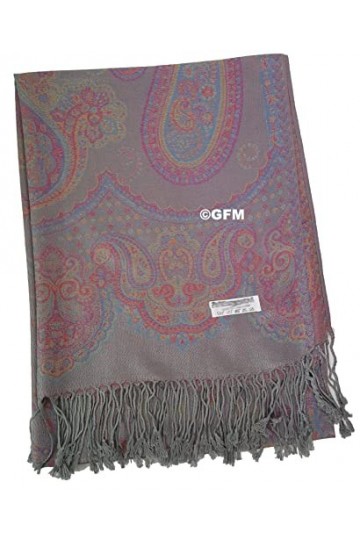 GFM® MSC-B Écharpe style pashmina à motif floral cachemire mosaïque, Msc3-c02 