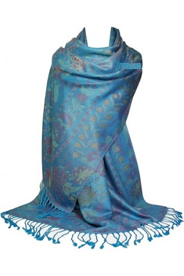 GFM® MSC-B Écharpe style pashmina à motif floral cachemire mosaïque, Bleu turquoise-Msc4-TXNL