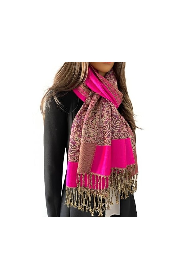The Accessory Co. Écharpe pashmina pour femme – Grande écharpe longue cachemire floral arc-en-ciel pour femme, écharpe de cou