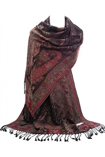 GFM® Écharpe style pashmina en mosaïque MSC-C , Msc5-noir rouge, L