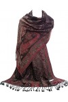 GFM® Écharpe style pashmina en mosaïque MSC-C , Msc5-noir rouge, L