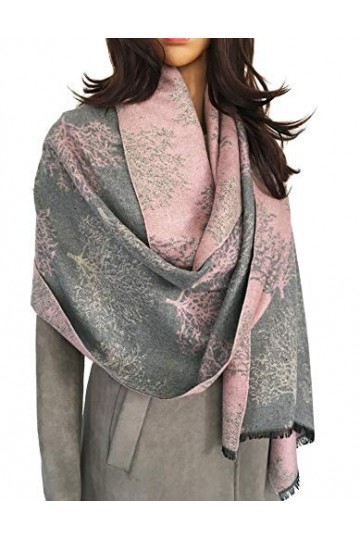 Écharpe pour femme motif arbre de mûrier – Écharpes dhiver réversibles en pashmina pour femme, écharpe pour femme, couvertur