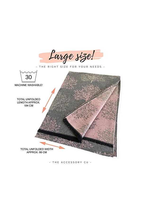 Écharpe pour femme motif arbre de mûrier – Écharpes dhiver réversibles en pashmina pour femme, écharpe pour femme, couvertur