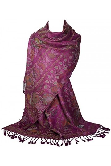 GFM® MSC-B Écharpe style pashmina à motif floral cachemire mosaïque, violet-Msc4-HLJMN