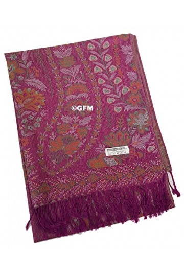 GFM® MSC-B Écharpe style pashmina à motif floral cachemire mosaïque, violet-Msc4-HLJMN