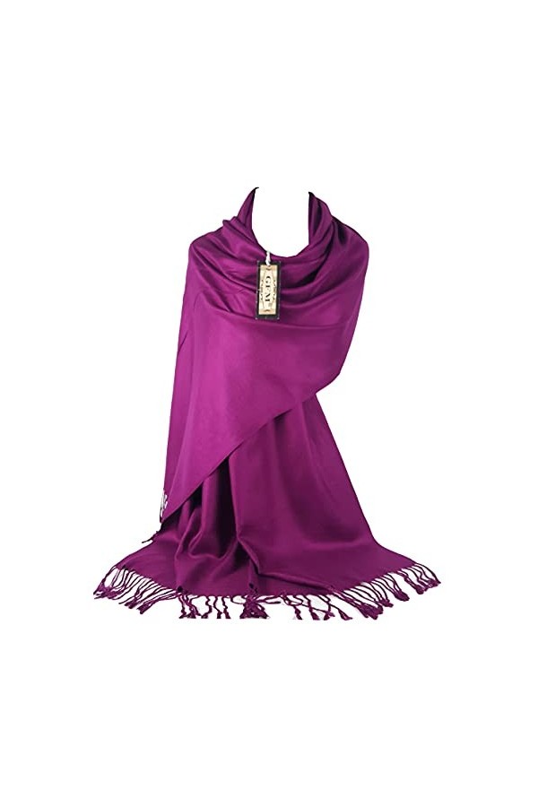 GFM Écharpe style pashmina à surface lisse et brillante – Magenta – L9-160-10-MGJMN , L9-j-mgjmn - Magenta, L