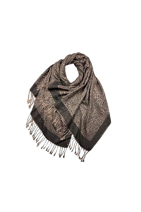 OgLuxe Pashmina Écharpe en cachemire pour femme – Fabriquée à la main avec pompons doux au toucher – Écharpe dhiver chaude p