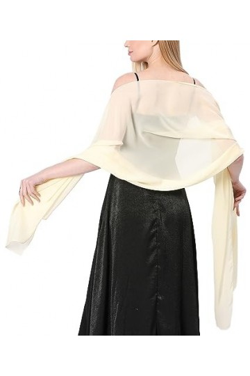 Aivtalk Châle Léger de Couleur Unie pour Femmes Pashmina Soyeux Chiffon Doux pour Robe de Mariage Robe Jaune 1