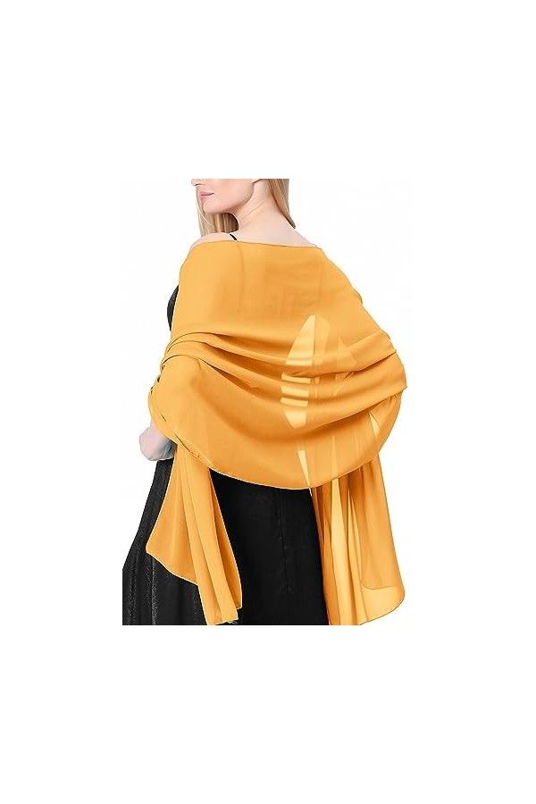 Aivtalk Châle Léger de Couleur Unie pour Femmes Pashmina Soyeux Chiffon Doux pour Robe de Mariage Robe Jaune 1
