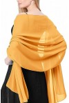Aivtalk Châle Léger de Couleur Unie pour Femmes Pashmina Soyeux Chiffon Doux pour Robe de Mariage Robe Jaune 1