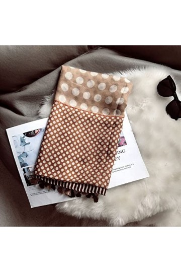 WYCSDD Noir Gris Dot Patchwork Tassel Viscose Châle Écharpe Dame Épaisse Tête Wraps Pashmina Étole Hijab 180 * 90Cm, 03