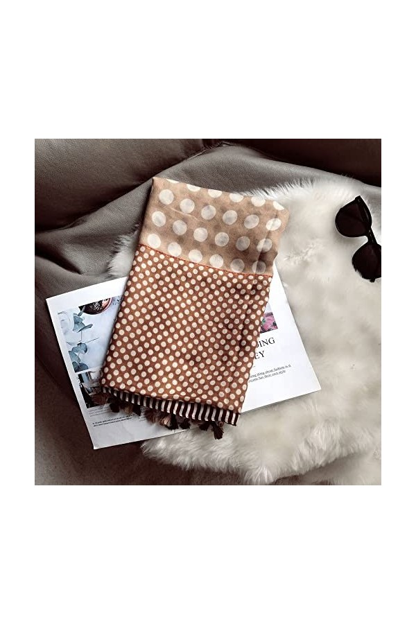 WYCSDD Noir Gris Dot Patchwork Tassel Viscose Châle Écharpe Dame Épaisse Tête Wraps Pashmina Étole Hijab 180 * 90Cm, 03