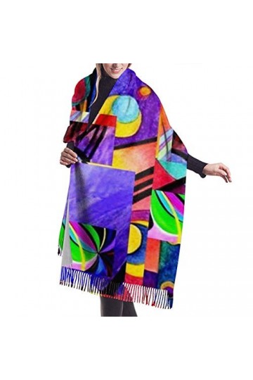 Long foulard violet Kandinsky pour femme - Longue écharpe dhiver / automne - Pashmina