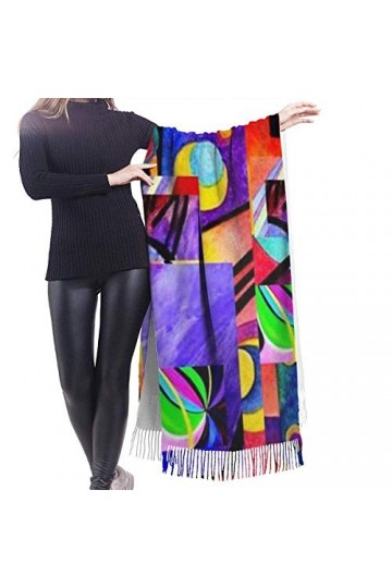 Long foulard violet Kandinsky pour femme - Longue écharpe dhiver / automne - Pashmina