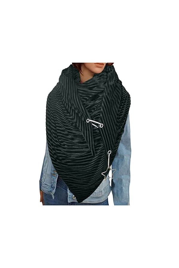 Écharpes et foulards pour femme - En coton doux et épais - Écharpe en tricot - Carré - Noir - Chaud - Rayures - Écharpe dhiv