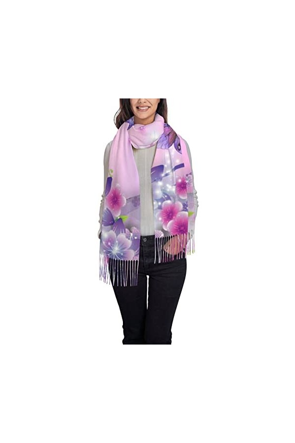 ASEELO Écharpe au toucher cachemire – Foulard léger pour femme, motif cactus et plantes succulentes, Lama mignon dessiné à la