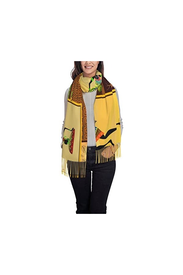 ASEELO Écharpe toucher cachemire – Écharpe légère en peau de serpent noire et blanche pour femme, grands châles et écharpes, 