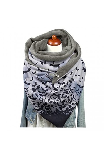 Blingko éCharpe Triangle Femme Noir Vintage Écharpe Triangle Femme à Boutons Comfortable Pashmina Foulard Automne et Hiver Ec