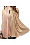 Châles et châles pashmina métalliques étincelants pour femme - Longue écharpe de fête - Couleur unie - Bicolore, rose gold, t