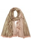 Châles et châles pashmina métalliques étincelants pour femme - Longue écharpe de fête - Couleur unie - Bicolore, rose gold, t