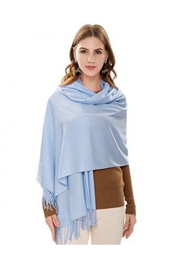 YAOMEI Unisex Femme Pashmina Echarpe Foulards, 2020 Femme Léger et doux Vintage Hiver La Châles Etoles écharpe Bleu ciel 