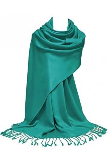 GFM Écharpe style pashmina à surface lisse et brillante L9 , L9-HLTL-Bleu sarcelle clair, L