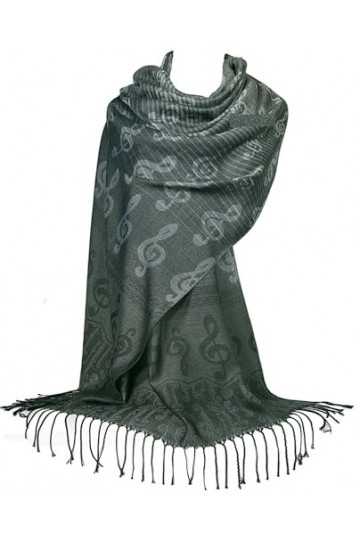 GFM Écharpe ou pashmina imprimé notes de musique – Taille L ou M – Doux, MUP2-BH, L