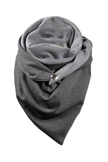 Yuson Girl Mode Homme Femme Écharpe Triangle en Coton avec Bouton Rétro Imprimé Impression Motif Couleur Unie Enveloppement D