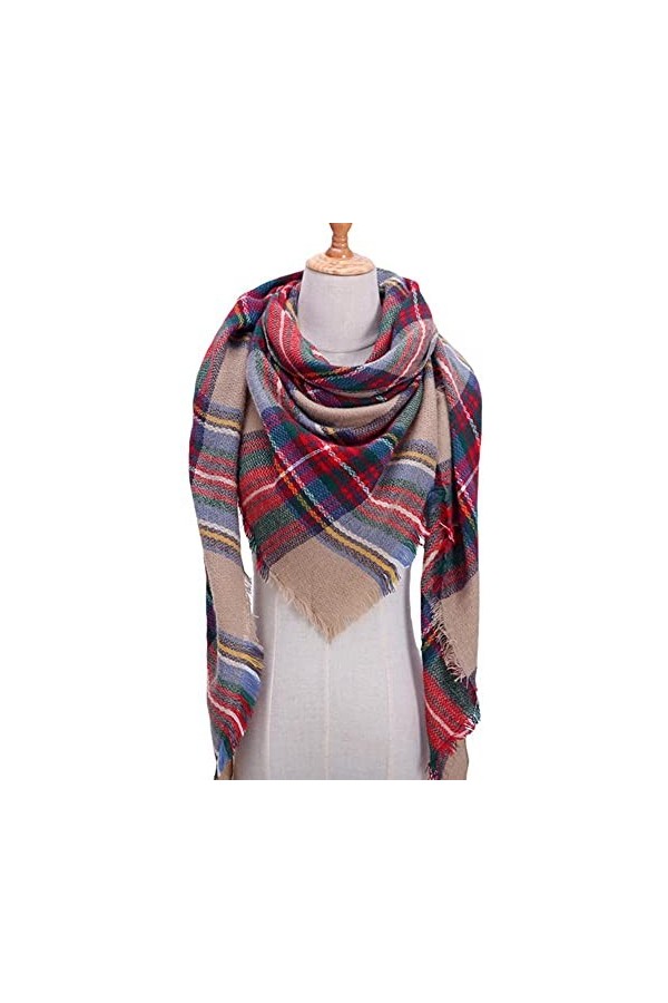 SDFW Femmes Tricot Hiver Écharpe Cachemire Pashmina Femme Plaid Chaud Triangle Écharpes Couverture Châles Bandana Wraps