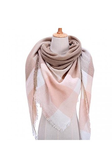 SDFW Femmes Tricot Hiver Écharpe Cachemire Pashmina Femme Plaid Chaud Triangle Écharpes Couverture Châles Bandana Wraps