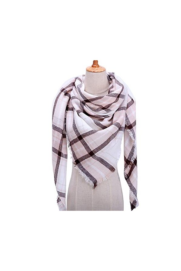 SDFW Femmes Tricot Hiver Écharpe Cachemire Pashmina Femme Plaid Chaud Triangle Écharpes Couverture Châles Bandana Wraps