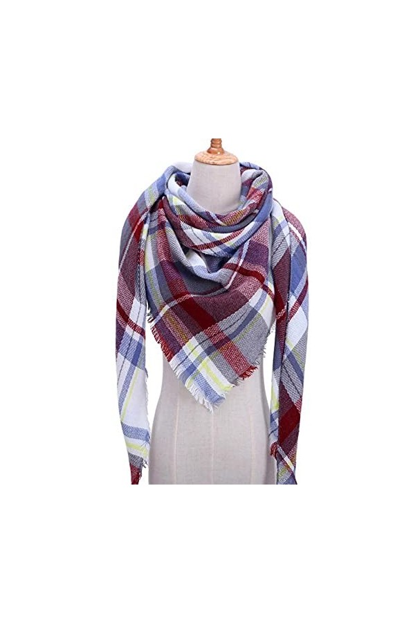 SDFW Femmes Tricot Hiver Écharpe Cachemire Pashmina Femme Plaid Chaud Triangle Écharpes Couverture Châles Bandana Wraps