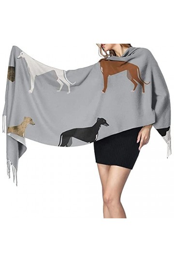 832 Gland Écharpe Motif Lévriers Gris Pashmina Châle Élégant Écharpe Grande Doux Chaud Châle, Pour Femme, Homme, Mariage