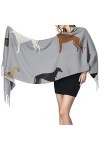 832 Gland Écharpe Motif Lévriers Gris Pashmina Châle Élégant Écharpe Grande Doux Chaud Châle, Pour Femme, Homme, Mariage