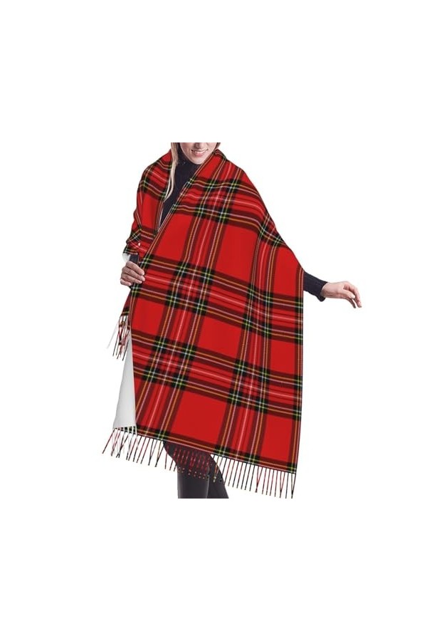 Écharpe,Noël Nouvel An Tartan Plaid Écossais, Écharpe À Franges Unisexe Grand Chaud Doux Cachemire Sensation Châles Wraps 196