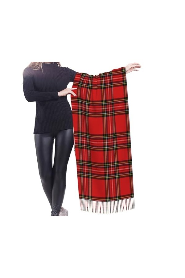 Écharpe,Noël Nouvel An Tartan Plaid Écossais, Écharpe À Franges Unisexe Grand Chaud Doux Cachemire Sensation Châles Wraps 196