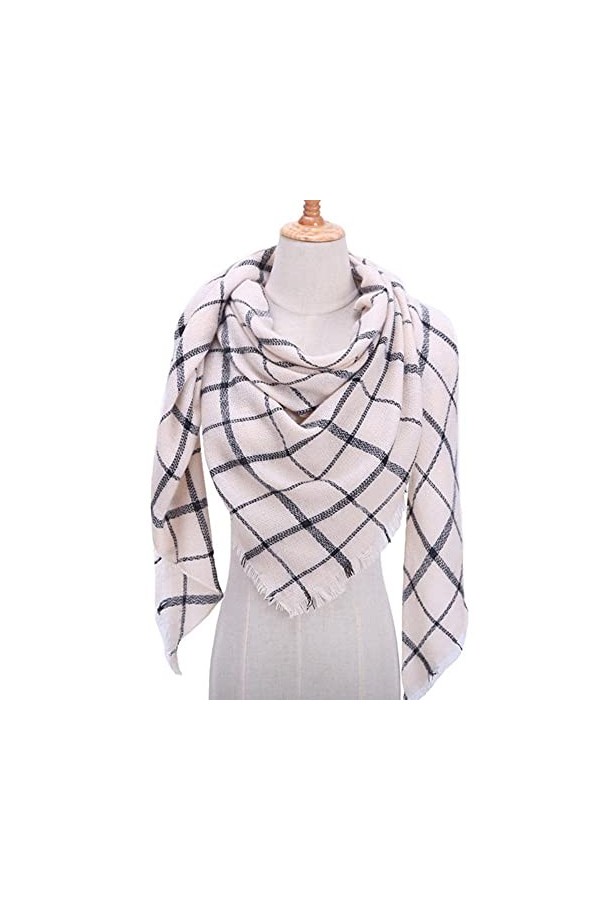 SDFW Écharpe en Cachemire pour Femme ࠠ&nbsp;Carreaux écharpes dhiver Chaudes Dame Pashmina&nbsp;&nbsp;&nbsp;Triangle en Tricot châles écharpes H