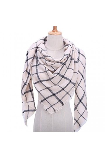 SDFW Écharpe en Cachemire pour Femme ࠠ&nbsp;Carreaux écharpes dhiver Chaudes Dame Pashmina&nbsp;&nbsp;&nbsp;Triangle en Tricot châles écharpes H