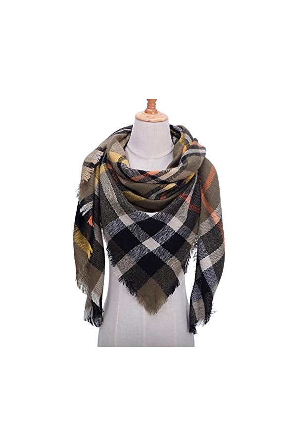 SDFW Écharpe en Cachemire pour Femme ࠠ&nbsp;Carreaux écharpes dhiver Chaudes Dame Pashmina&nbsp;&nbsp;&nbsp;Triangle en Tricot châles écharpes H