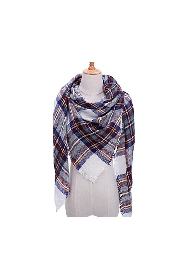 SDFW Écharpe en Cachemire pour Femme ࠠ&nbsp;Carreaux écharpes dhiver Chaudes Dame Pashmina&nbsp;&nbsp;&nbsp;Triangle en Tricot châles écharpes H