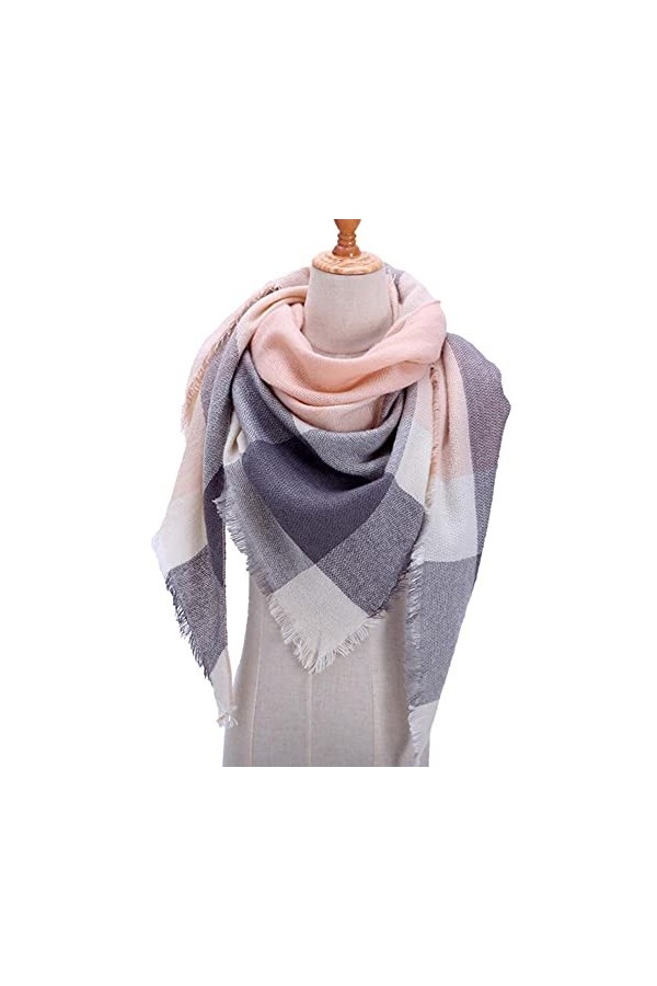 SDFW Écharpe en Cachemire pour Femme ࠠ&nbsp;Carreaux écharpes dhiver Chaudes Dame Pashmina&nbsp;&nbsp;&nbsp;Triangle en Tricot châles écharpes H